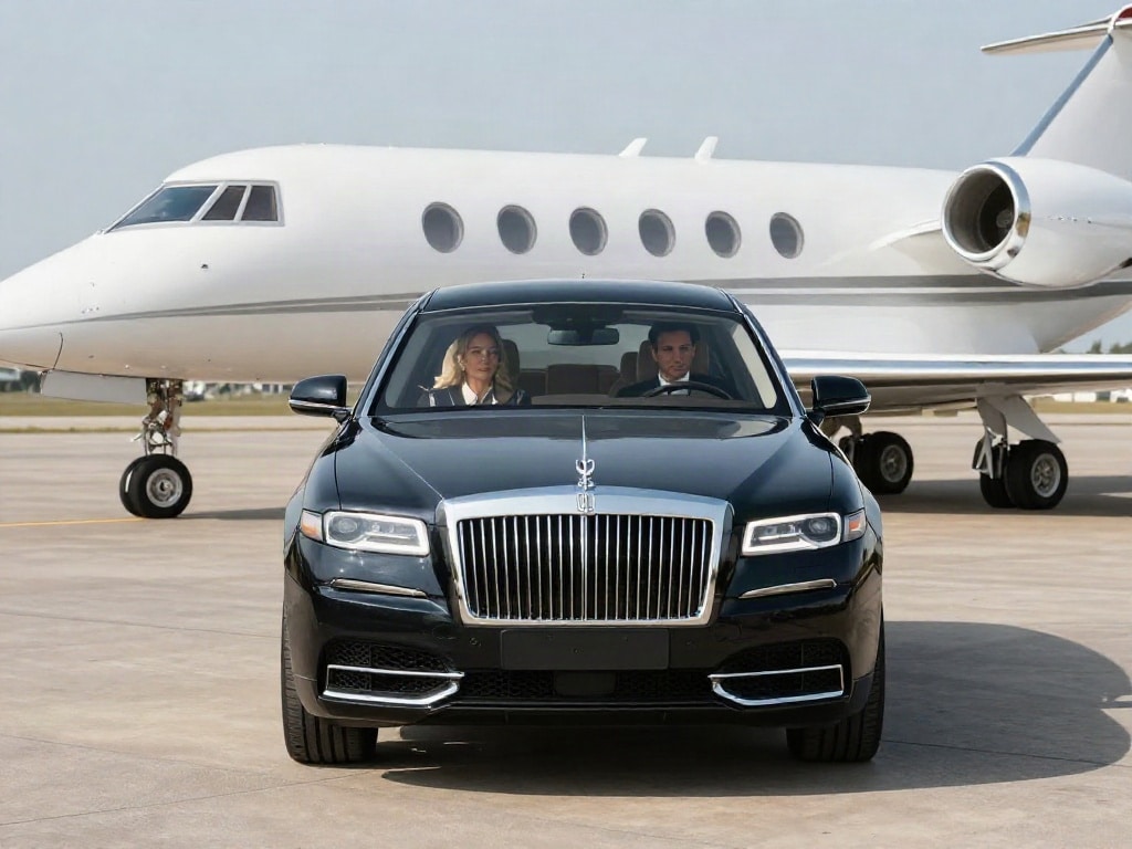 mit Auto zum Privatjet