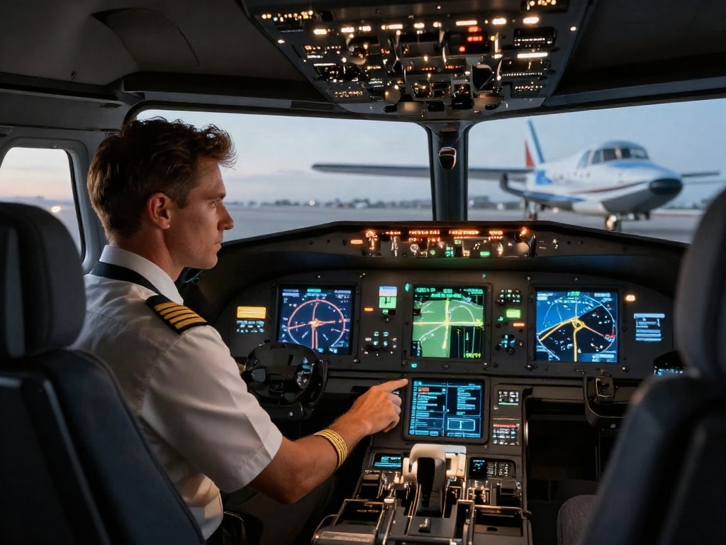 Businessjet automatische Landung
