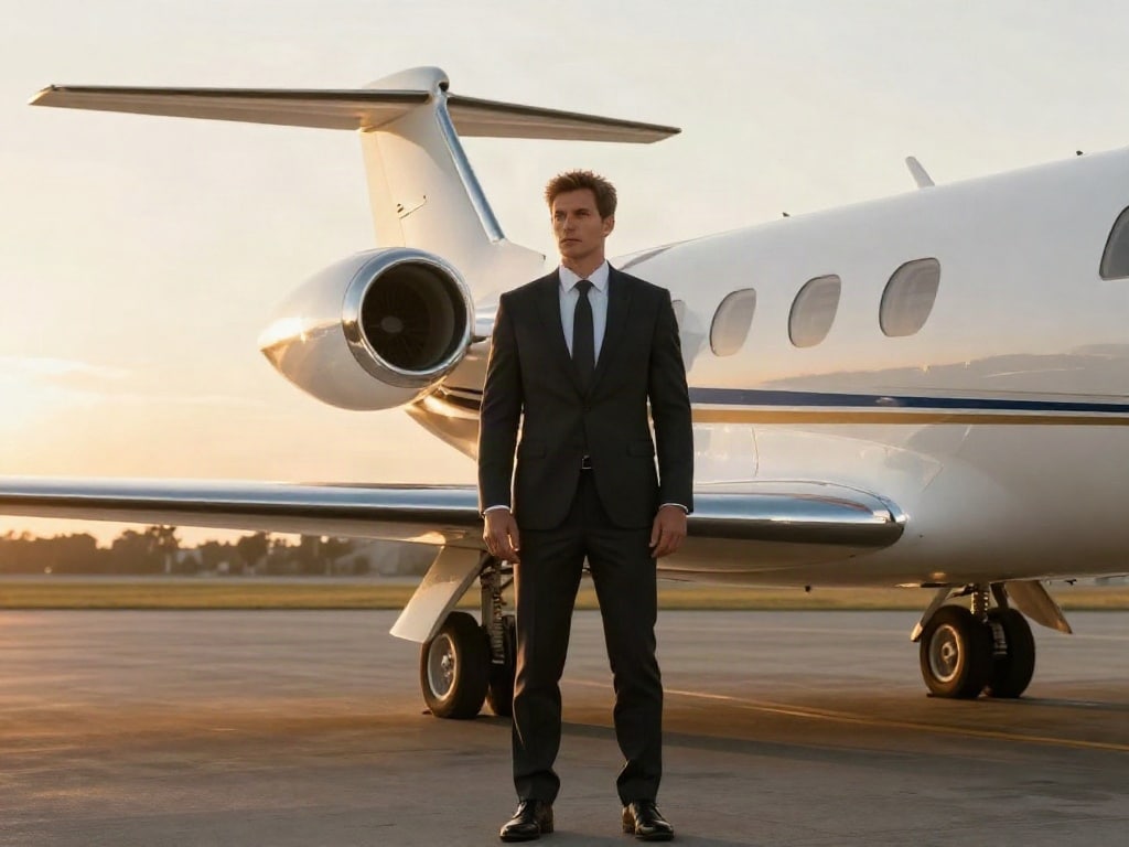 Businessjet gepfeilte Tragflächen